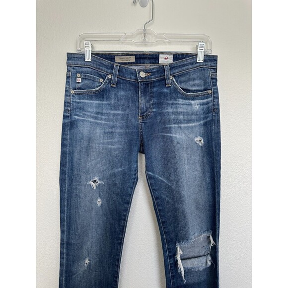 Adriano Goldschmied AG The Stilt Roll Up Cigarette Jeans Blue Distressed Sz 28R - Picture 2 of 9